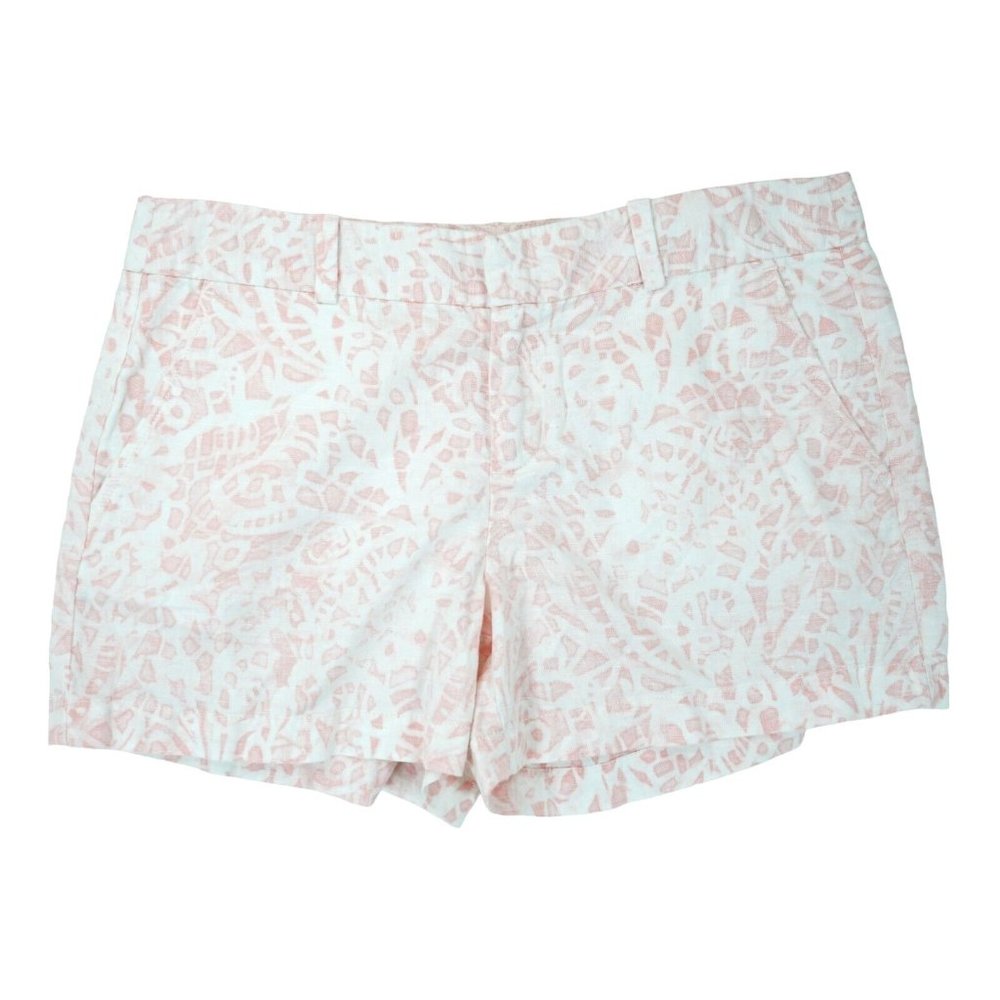 Ann Taylor Loft Shorts Women's Size 4 Mid Raise Pink White Geometric Shorts